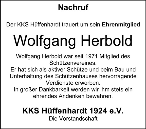 Nachruf Wolfgang Herbold